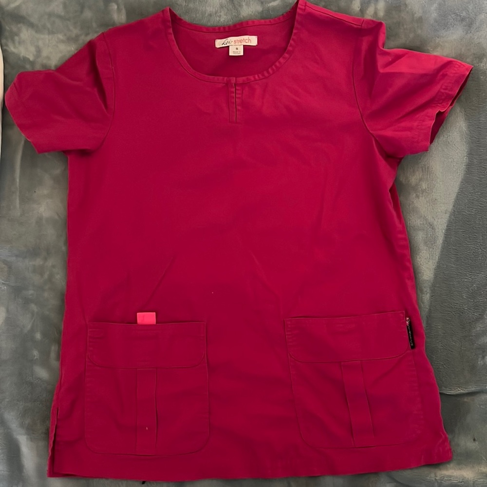 pink scrub top, size small,